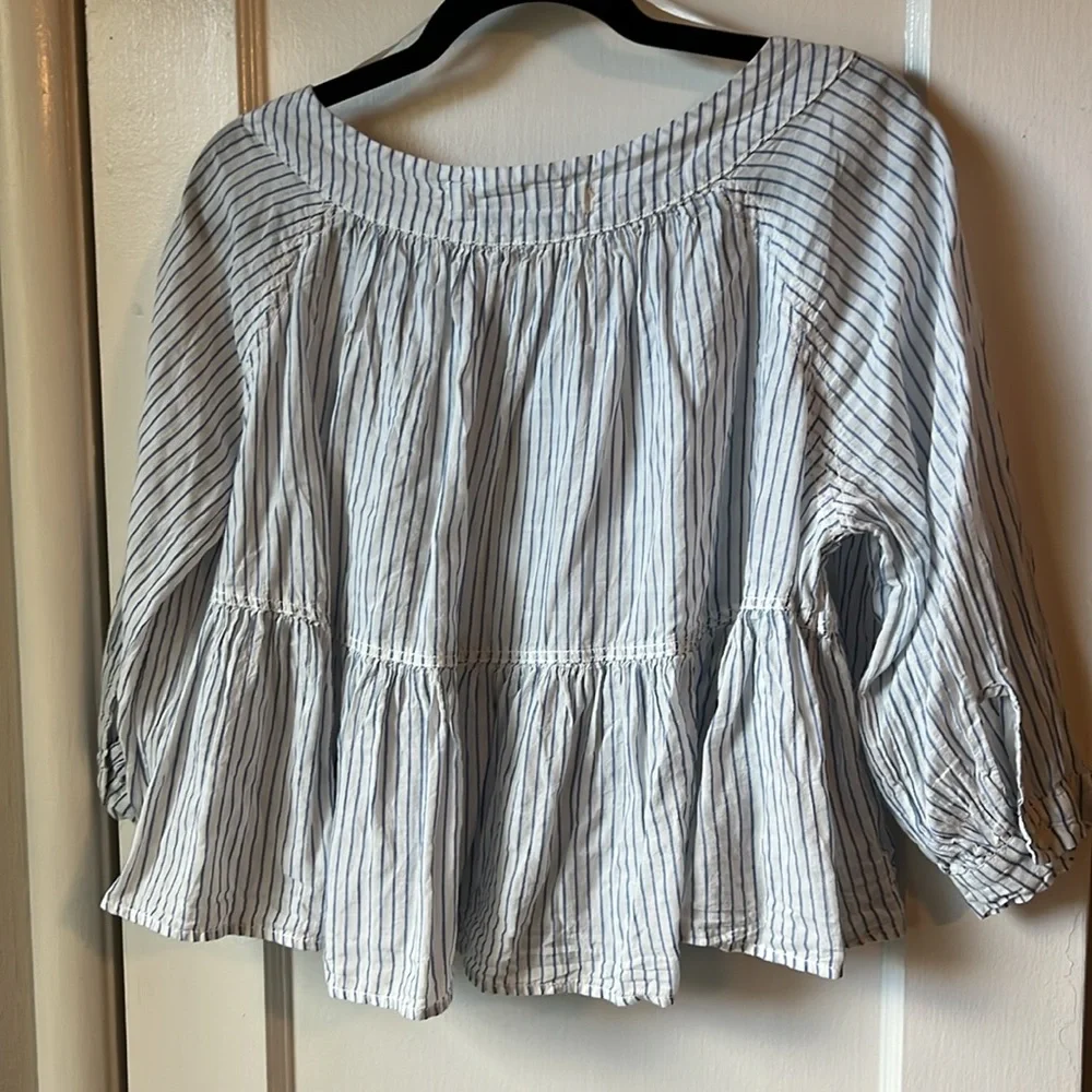 We the Free Striped Blouse Top - Picture 3 of 4